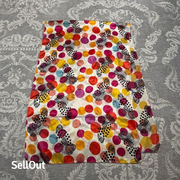 Women's Colorful Polka Dot Scarf Multicolor OS Standard 56"x18" Red - Picture 1 of 3